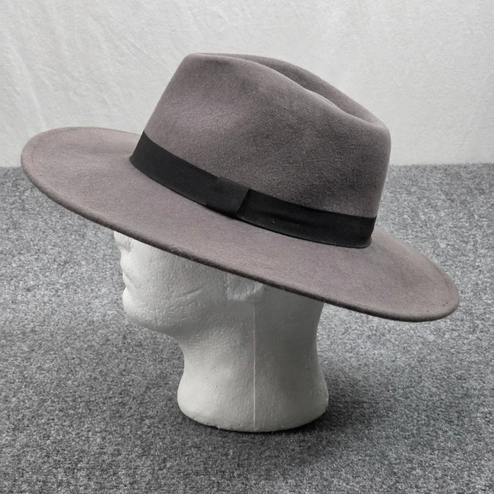 Biltmore Madewell Wool Felt Fedora Hat Womens M L Taupe Wide Brim Boho Festival